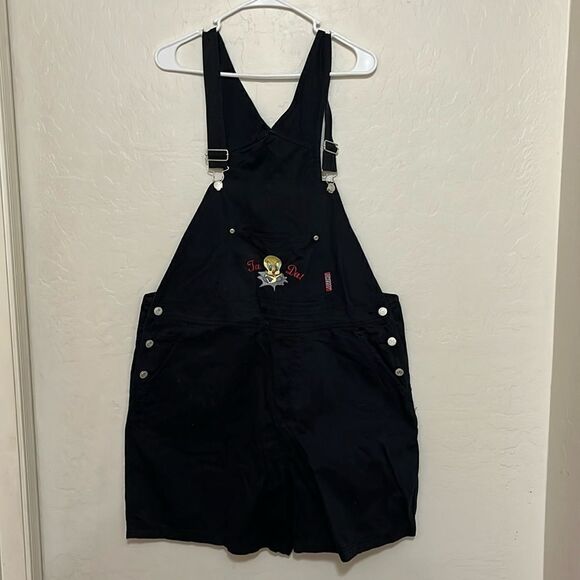 Warner Bros. Pants - Vintage WB Looney Tunes Black Tweety Bird Ta Da Graphic Casual  Shortalls